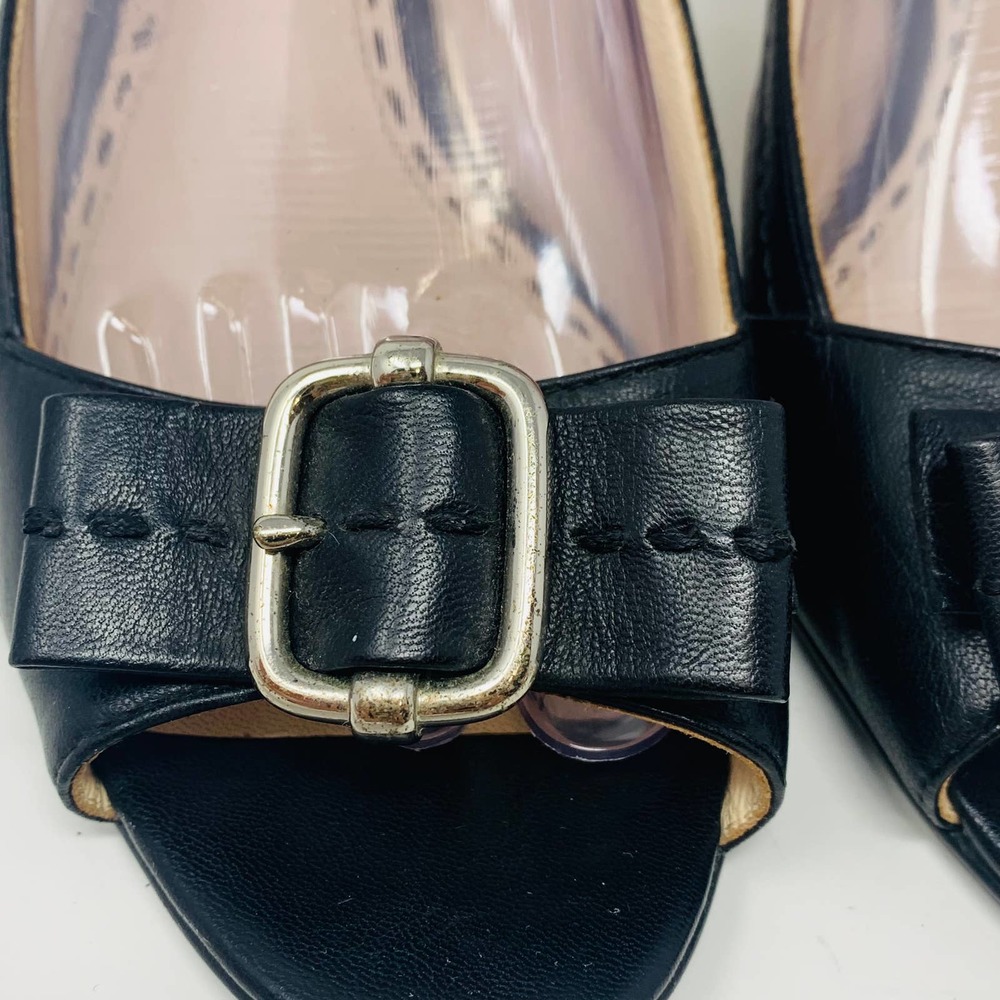 Coach Miranda Black Leather Open Toe Sling Back Buckle Sandals Heels Size 8.5 B - Picture 4 of 9